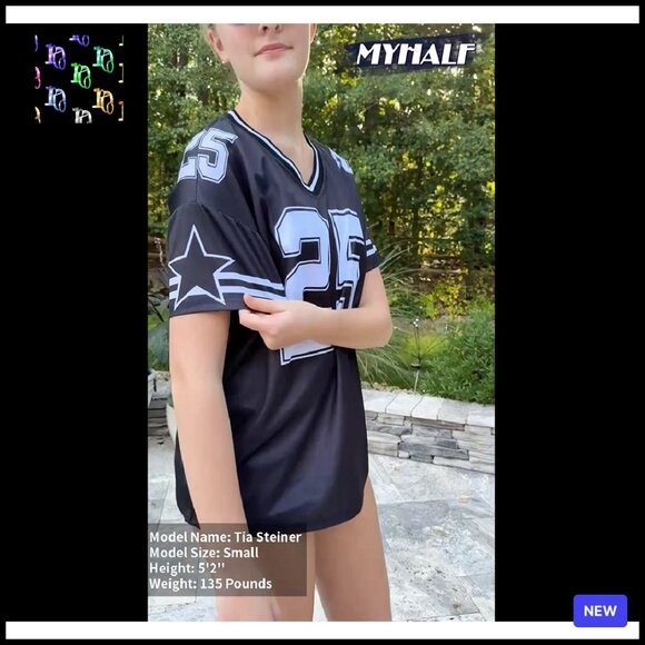 Oversized Y2K Graphic Tee V Neck Jersey Streetwear Summer Tops Baggy Fit - Picture 8 of 8